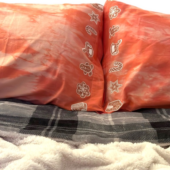 Gingerbread Holiday Pillow Cases Set of 2 Botanical Eco Dyed OOAK NWT Christmas - Picture 7 of 12